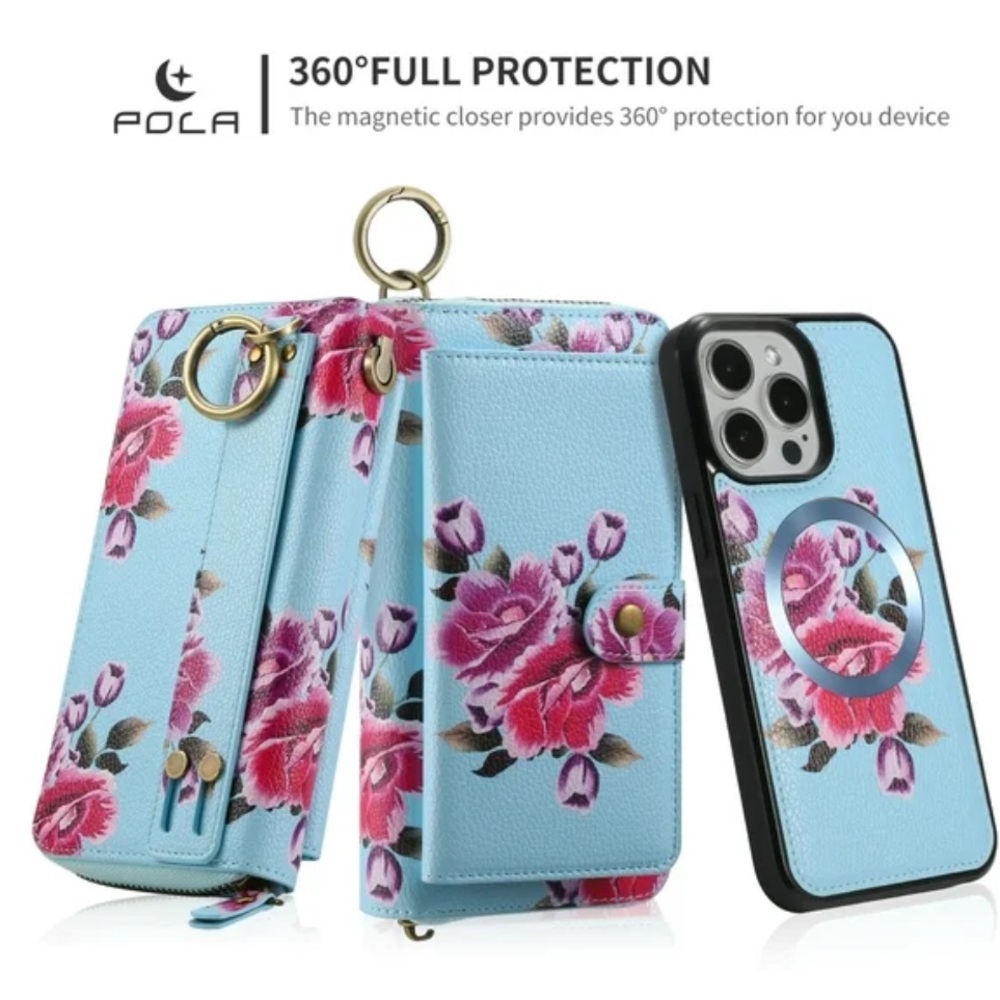 RFID Sky Blue Floral Wallet Case - Picture 10 of 14